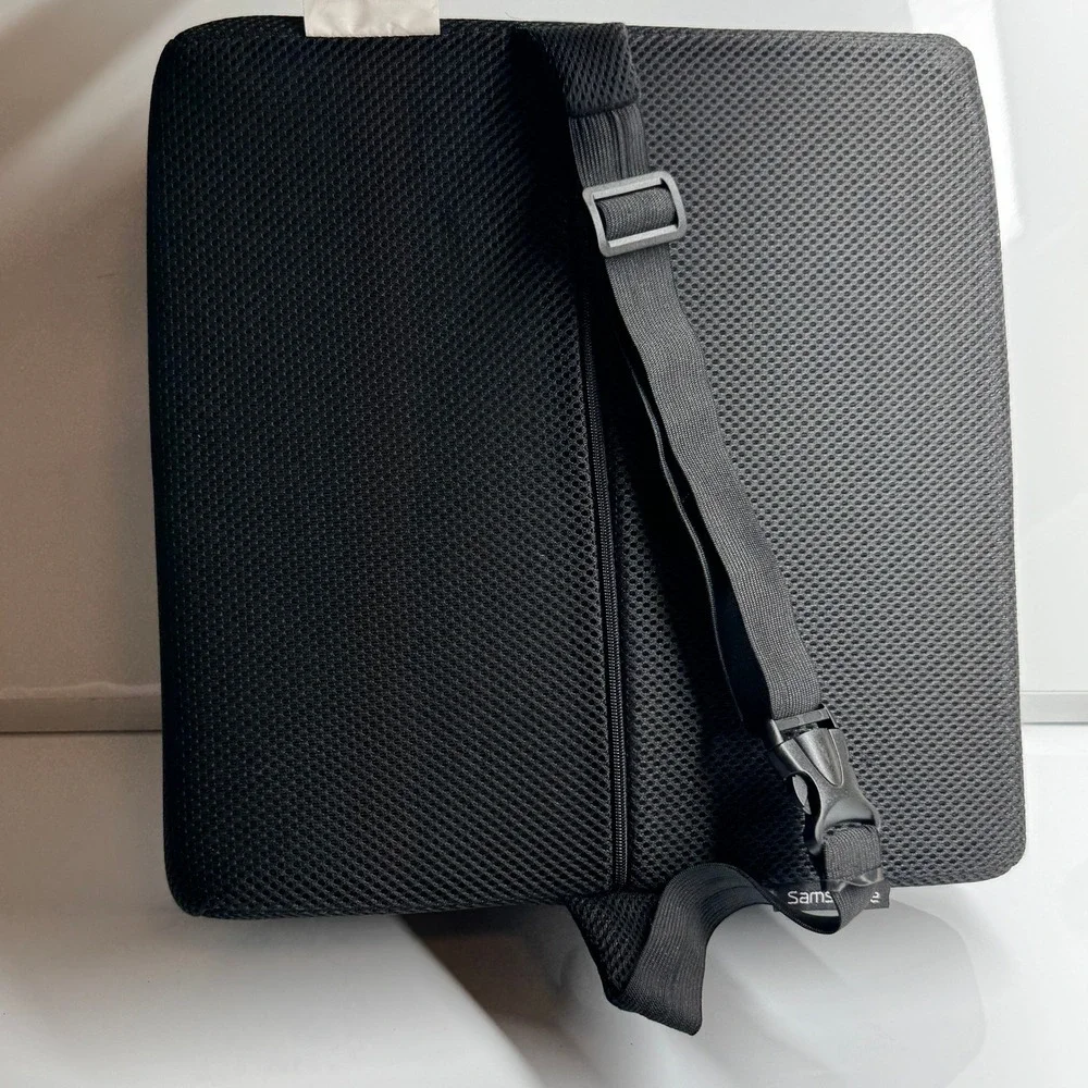 Samsonite Ergonomic Lumbar Support‎ Pillow Black Mesh Memory Foam with Strap